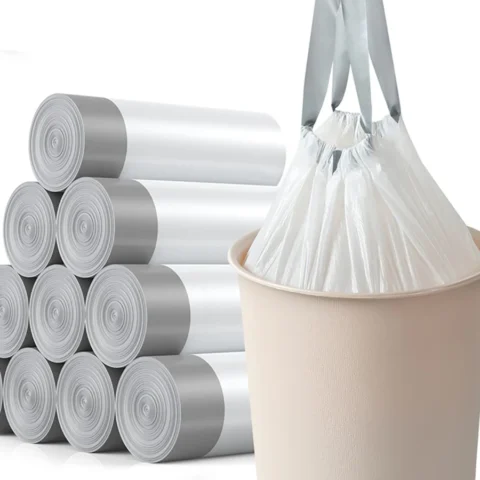Drawstring Garbage Bags 15pcs/Roll Suitable For Kitchen, Bathroom, Bedroom